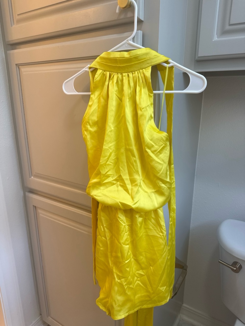 Bright Yellow Sleeveless Halter Dress
